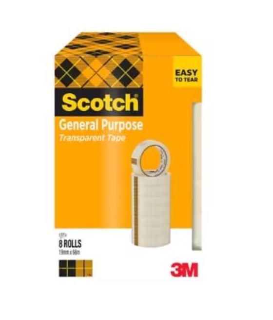 Scotch cinta transparente 508 rollo 19mm x 66m pack 8u