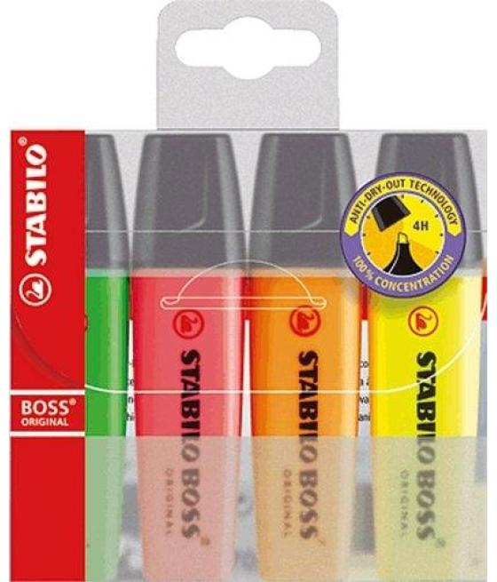 Stabilo marcador fluorescente boss original c/surtidos blíster 4 ud