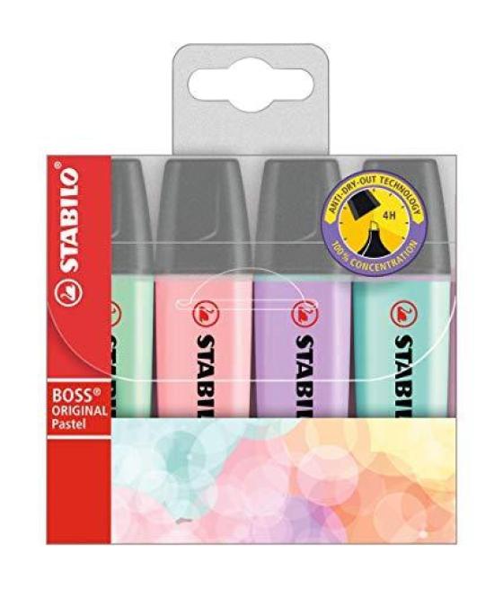 Stabilo marcador fluorescente boss original c/surtidos pastel blíster 4 ud