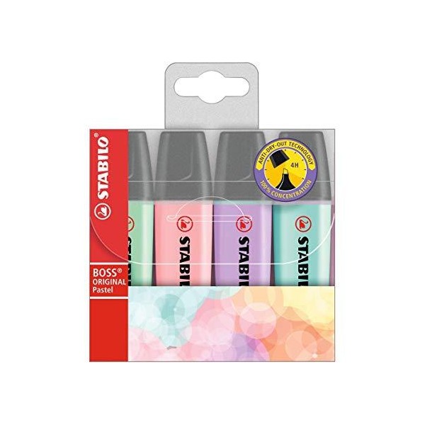 Stabilo marcador fluorescente boss original c/surtidos pastel blíster 4 ud