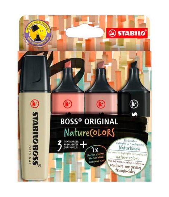 Stabilo marcador boss original naturecolors colores surtidos estuche 3+1 ud