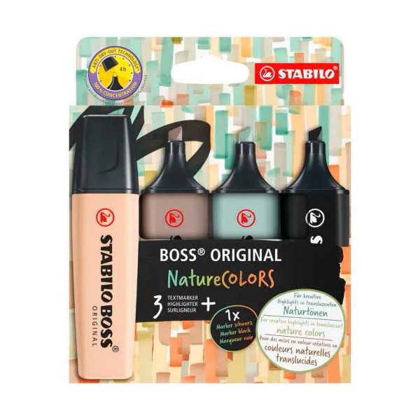 Stabilo marcador boss original naturecolors colores surtidos estuche 4 ud