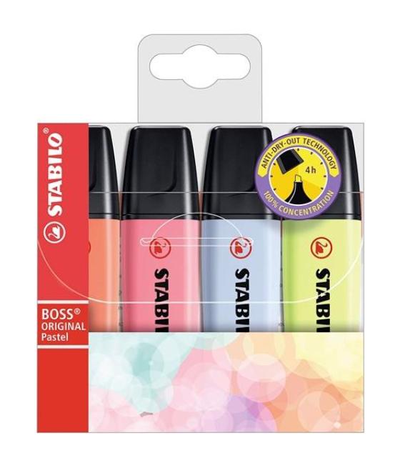Stabilo marcador fluorescente boss original nuevos colores pastel blíster 4 ud