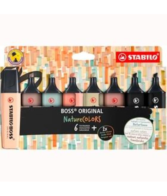 Stabilo marcador boss original naturecolors colores surtidos estuche 6+2 ud
