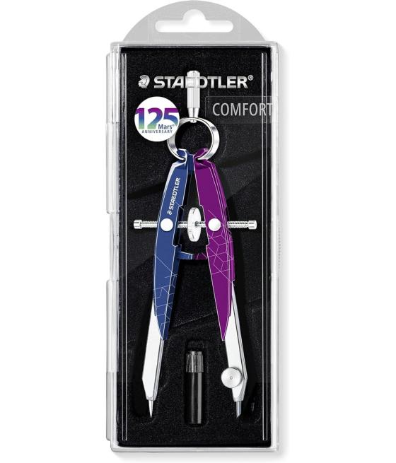 Staedtler compás metálico de precisión mars con ajuste por rueda azul/bayas silvestres