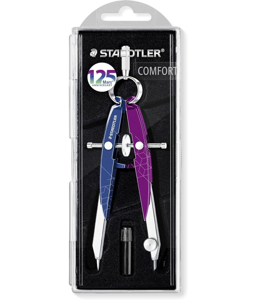 Staedtler compás metálico de precisión mars con ajuste por rueda azul/bayas silvestres