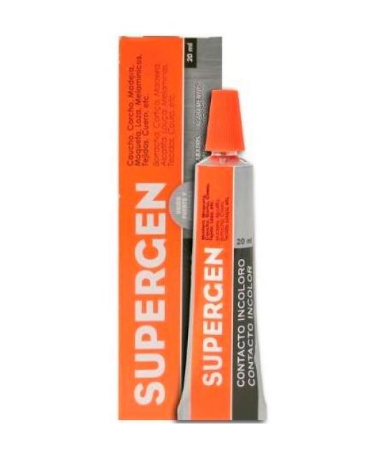 Supergen pegamento de contacto resistente incoloro tubo 20ml en mancheta