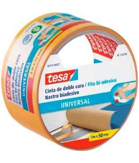 Tesa cinta adhesiva doble cara universal permanente 50mm x 25m para moquetas