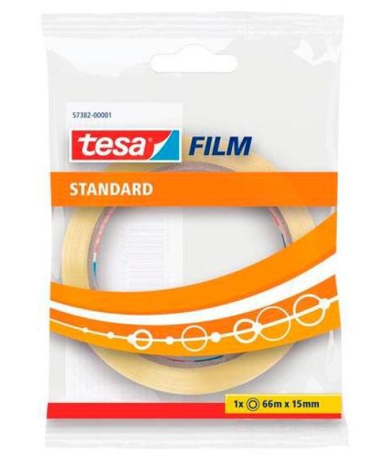 Tesa film cinta adhesiva transparente standard 15mm x 66m en bolsita