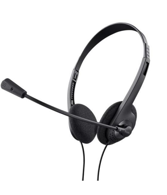 Trust auriculares primo estéreo jack 3.5mm con micrófono control volumen ajustable negro