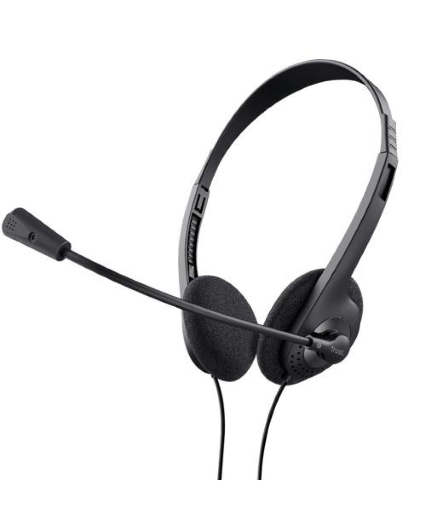 Trust auriculares primo estéreo jack 3.5mm con micrófono control volumen ajustable negro