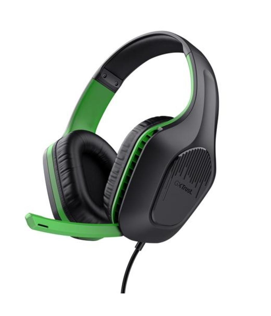 Trust auriculares gaming gxt 415x zirox headset c/ microfono diadema ajustable jack 3.5.mm verde/negro