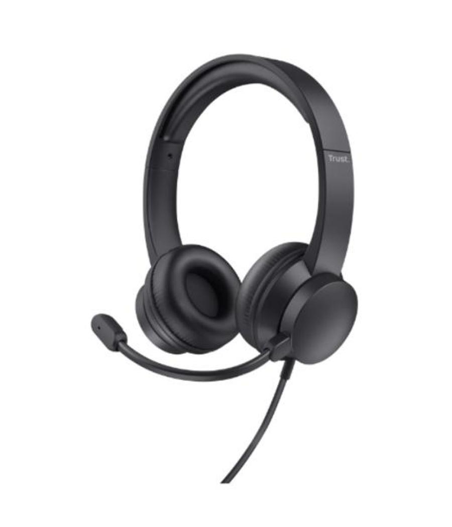 Trust auriculares hs-150 estéreo jack 3.5mm con micrófono flexible ajustable negro