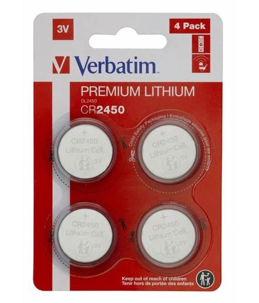 Verbatim pilas planas de litio 3v - cr2450 blister 4 ud