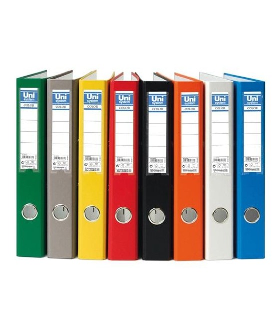 Unisystem color archivador palanca 45mm cantonera larga a4 cartón forrado pp gris