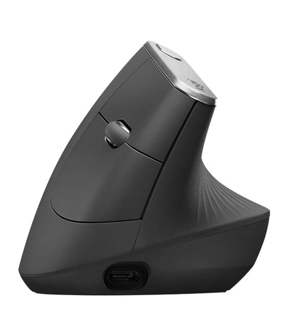 Logitech ratón ergonómico vertical avanzado mx inalámbrico 4000ppp diestro recargable negro