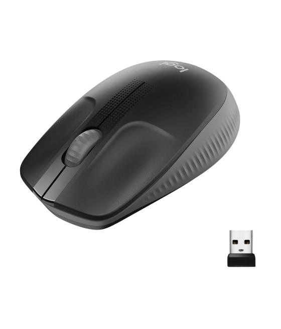 Logitech ratón m190 inalámbrico 1000ppp ambidiestro 3 botones negro/gris