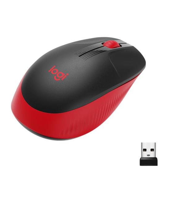 Logitech ratón m190 inalámbrico 1000ppp ambidiestro 3 botones rojo