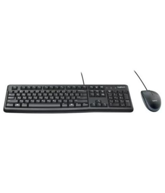 Logitech combo teclado estándar + ratón desktop mk120 cable usb antisalpicaduras qwerty español negro