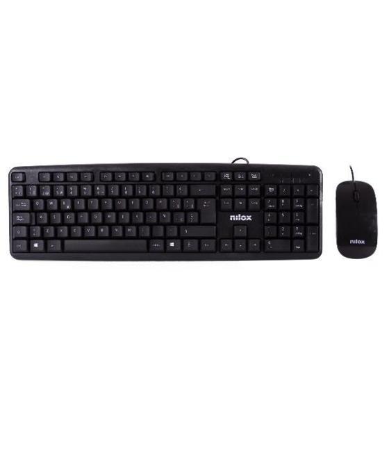 Nilox combo teclado   ratón flat cable usb negro