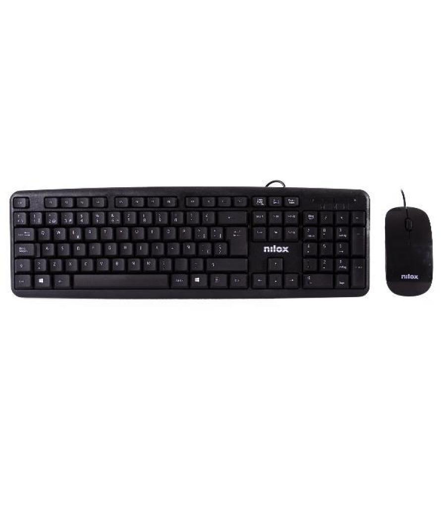 Nilox combo teclado + ratón flat cable usb negro