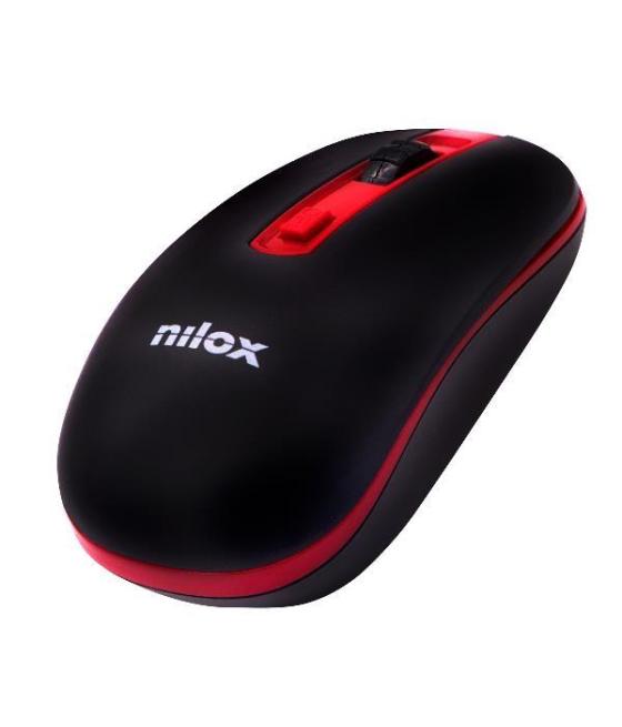 Nilox ratón inalámbrico 1600ppp negro/rojo