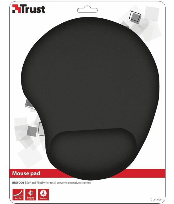 Trust bigfoot alfombrilla ergonómica antideslizante para ratón relleno gel negro