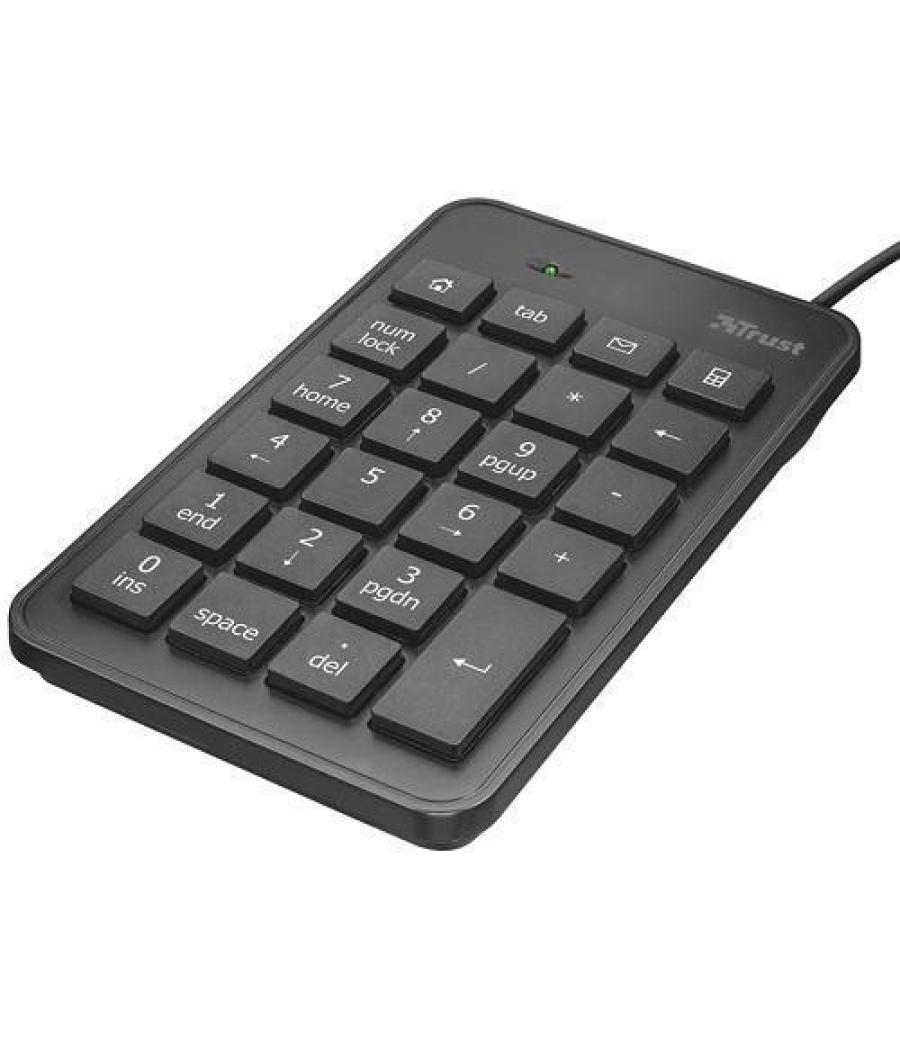 Trust teclado numérico xalas cable usb ultrafino 23 teclas tamaño normal + 5 teclas multimedia negro