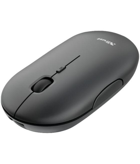 Trust ratón puck inalámbrico 800/1200/1600 dpi ultrafino ambidiestro recargable negro