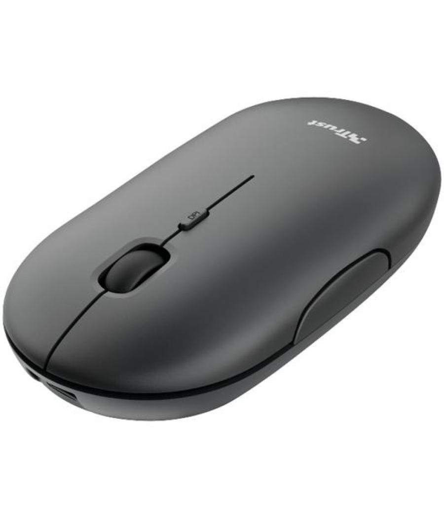 Trust ratón puck inalámbrico 800/1200/1600 dpi ultrafino ambidiestro recargable negro
