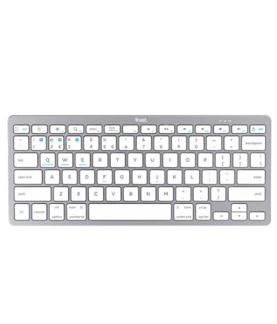 Trust teclado basics bluetooth para pc, tablet y smartphone blanco/plata