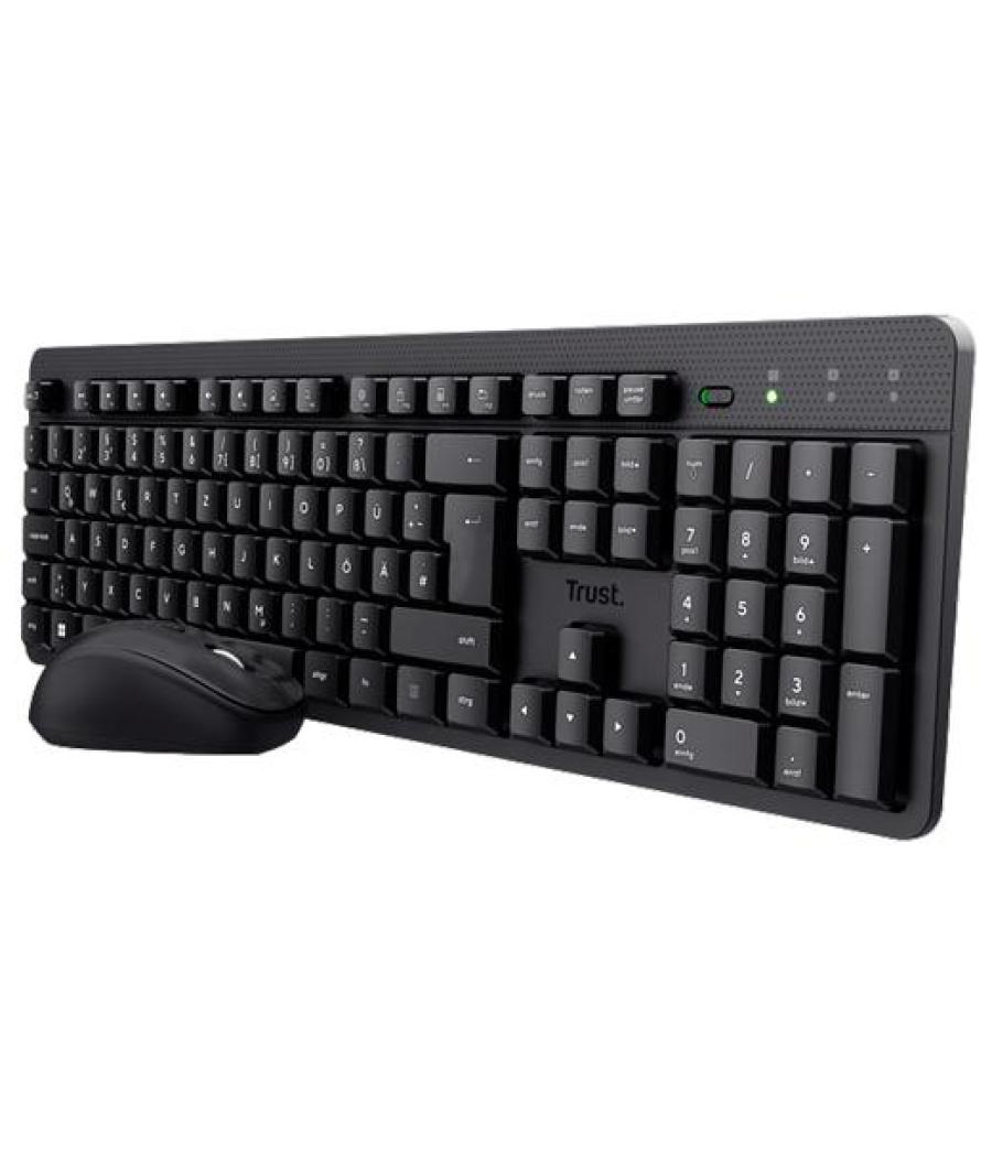 Trust combo teclado + ratón tkm-360 inalámbrico 1000ppp silencioso negro
