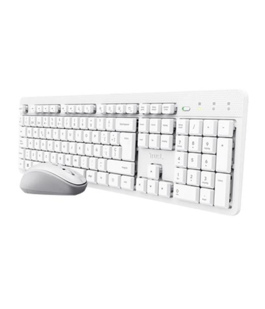 Trust combo teclado + ratón inalámbrico ody ii silencioso blanco