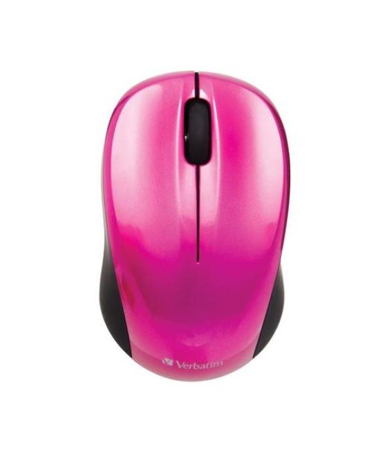 Verbatim ratón go nano inalámbrico 1600ppp compacto ambidiestro fucsia