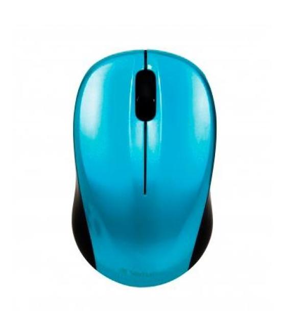 Verbatim ratón go nano inalámbrico 1600ppp compacto ambidiestro azul turquesa