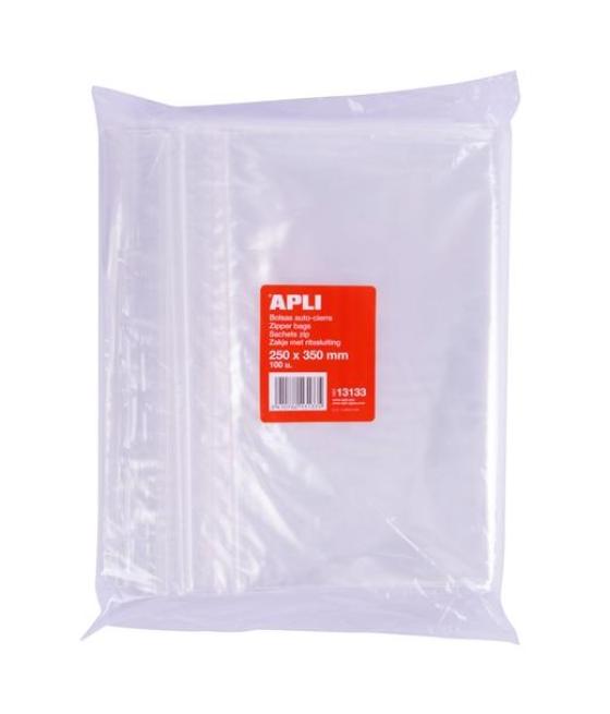Apli bolsas autocierre 250x350mm ldpe transparente pack 100 ud