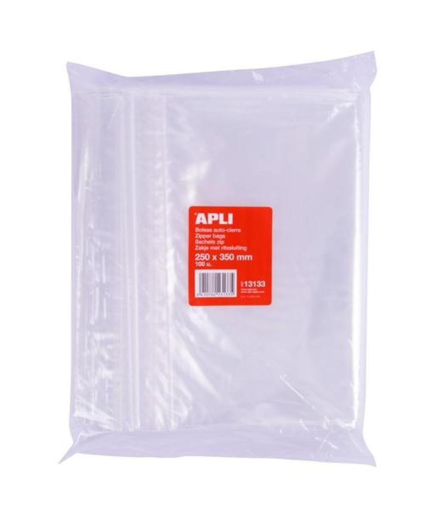 Apli bolsas autocierre 250x350mm ldpe transparente pack 100 ud