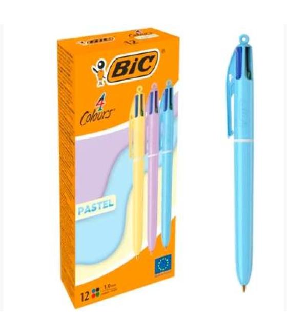 Bic bolígrafo 4 colores cuerpo pastel surtidos caja 12 ud