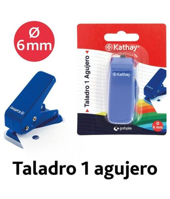 Grafoplás taladro kathay 1 agujero ø6mm 10 hojas azul blíster