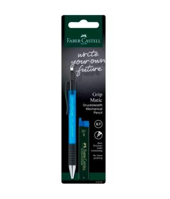 Faber castell portaminas grip matic + tubo de minas 0,7mm b azul en blister