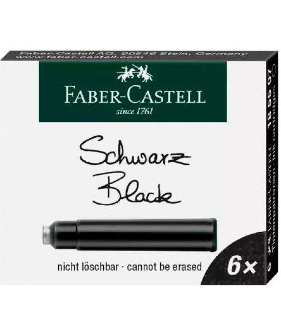 Faber castell estuche 6 cartuchos de tinta estándar negro