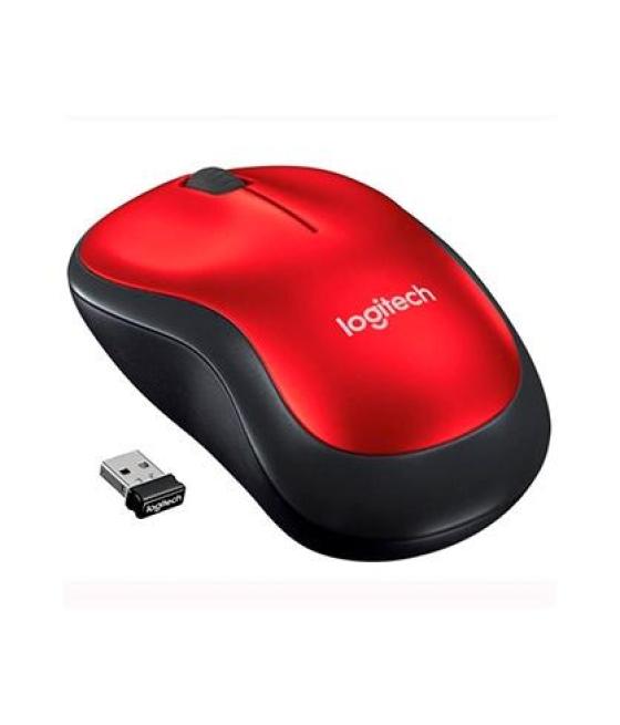 Logitech ratón m185 inalámbrico 1000ppp ambidiestro 3 botones compacto rojo