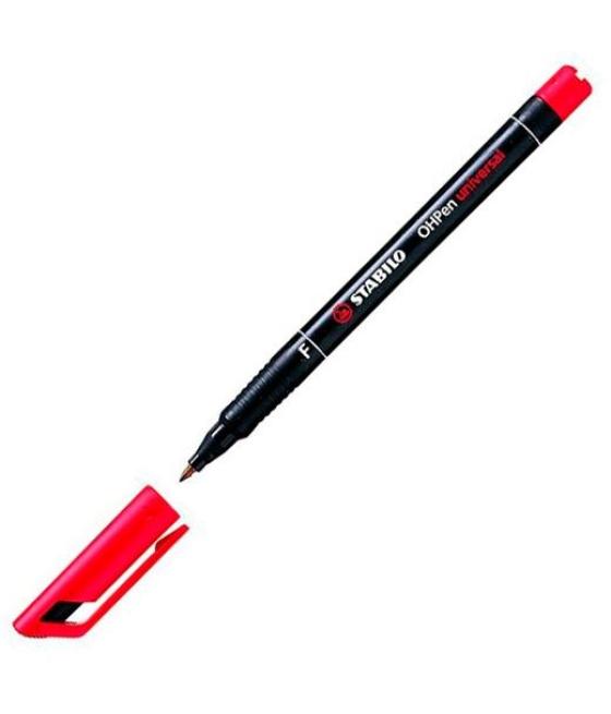 Stabilo marcador permanente ohpen universal f punta fina 0.7mm rojo pack 10 unidades