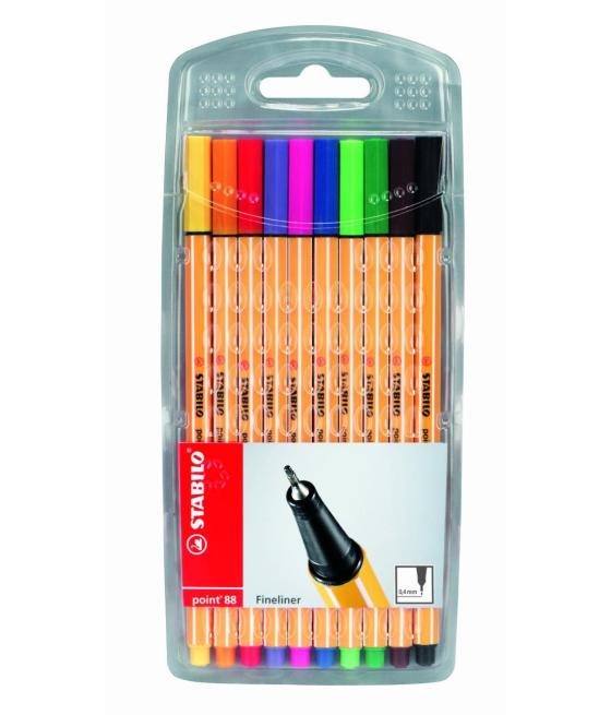Stabilo rotuladores point 88 c/surtidos estuche 10 ud