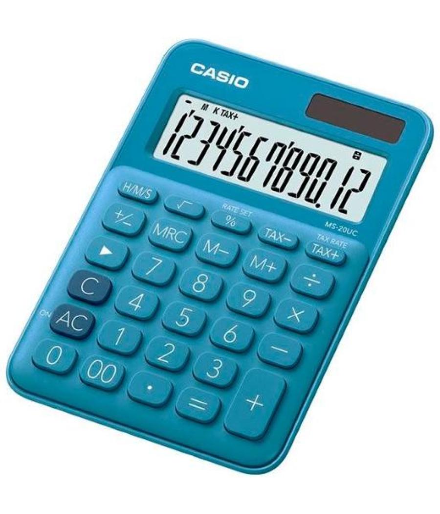 Casio calculadora de oficina sobremesa azul 12 dígitos ms-20uc