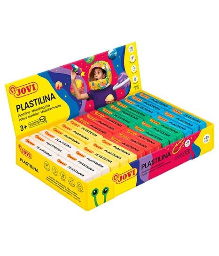 Jovi plastilina pastilla 50gr 6ud x 5 colores surtidos caja expositora 30 ud