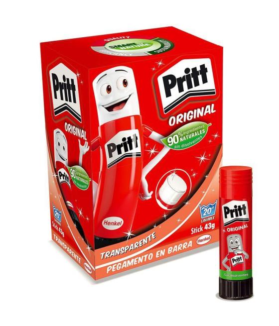 Pritt pegamento en barra 43gr transparente caja expositora -15 ud-