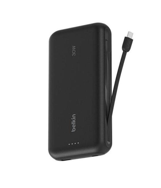 Belkin cargador power bank 20k mah 1 usb-a y 1 usb-c c/ cable integrado usb-c negro