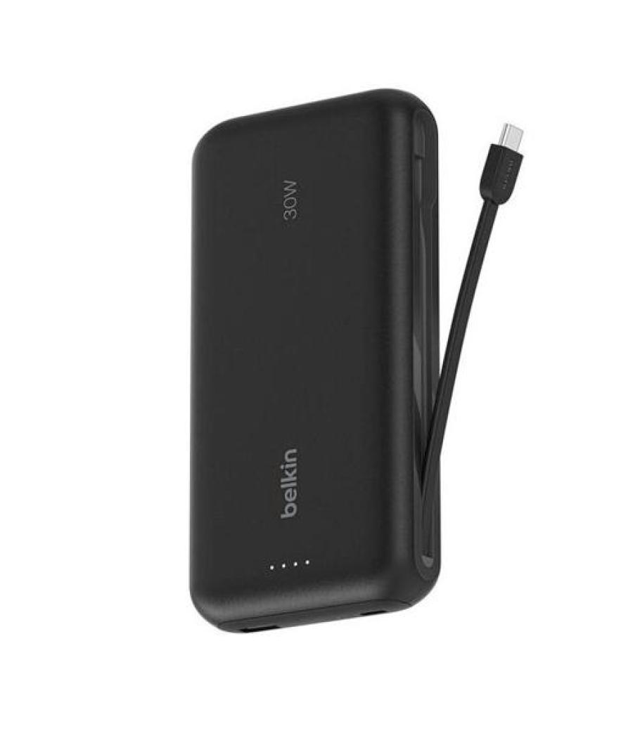 Belkin cargador power bank 20k mah 1 usb-a y 1 usb-c c/ cable integrado usb-c negro