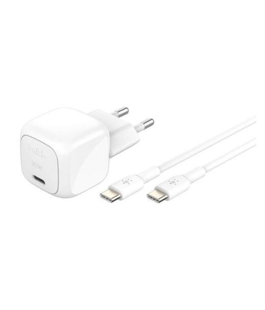 Belkin cargador pared usb-c + cable usb-c a usb-c 30w blanco
